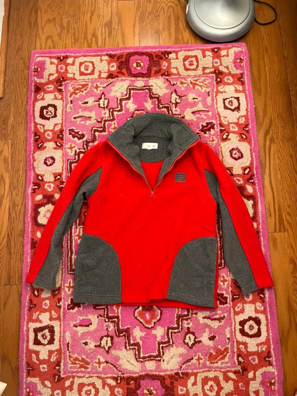 Red and Gray Fleece Quarter Zip Long Sleeve